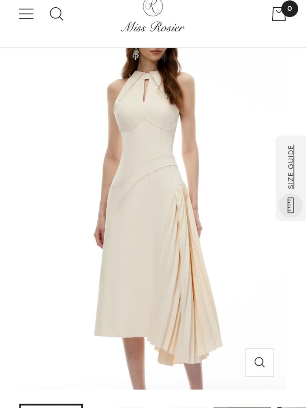 Griselda Neutral Halterneck Ruched Midi Dress.